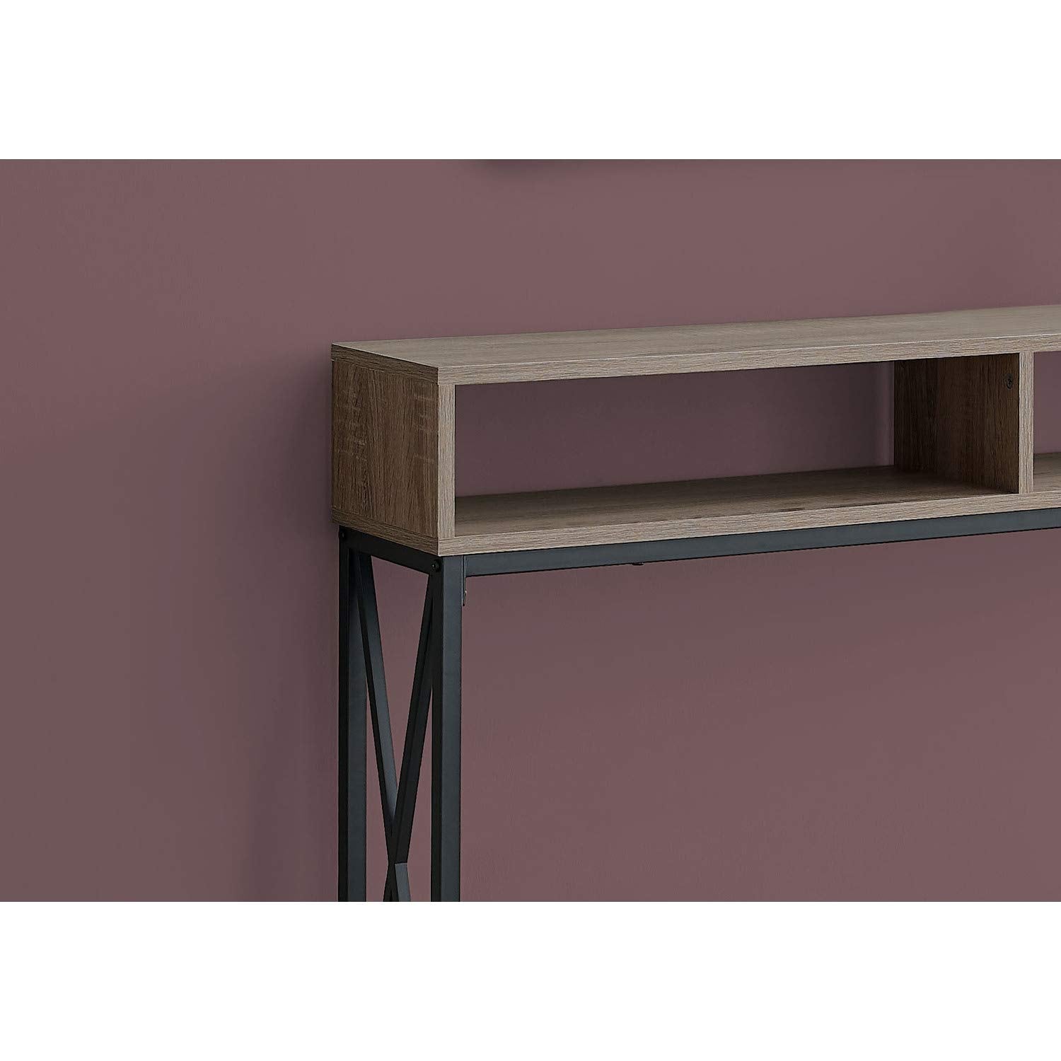 Monarch Specialties I 3573 Accent Table, Console, Entryway, Narrow, Sofa, Living Room, Bedroom, Metal, Laminate, Brown, Black, Contemporary, Modern