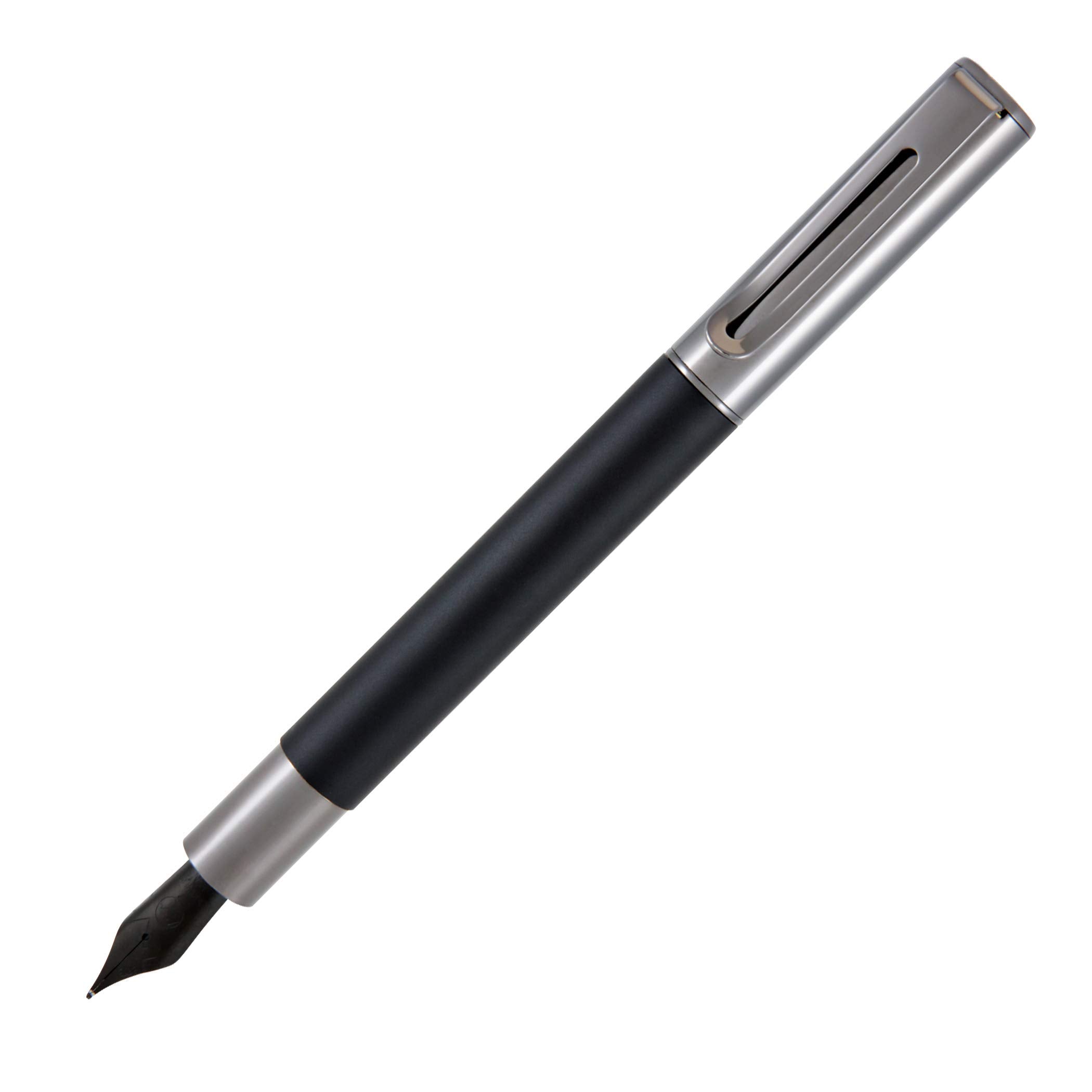Monteverde Usa Ritma Fountain Pen In Black - Broad Nib Bold Jowo Stainless Steel Refillable Ink Cartridge/Converter - Ideal For
