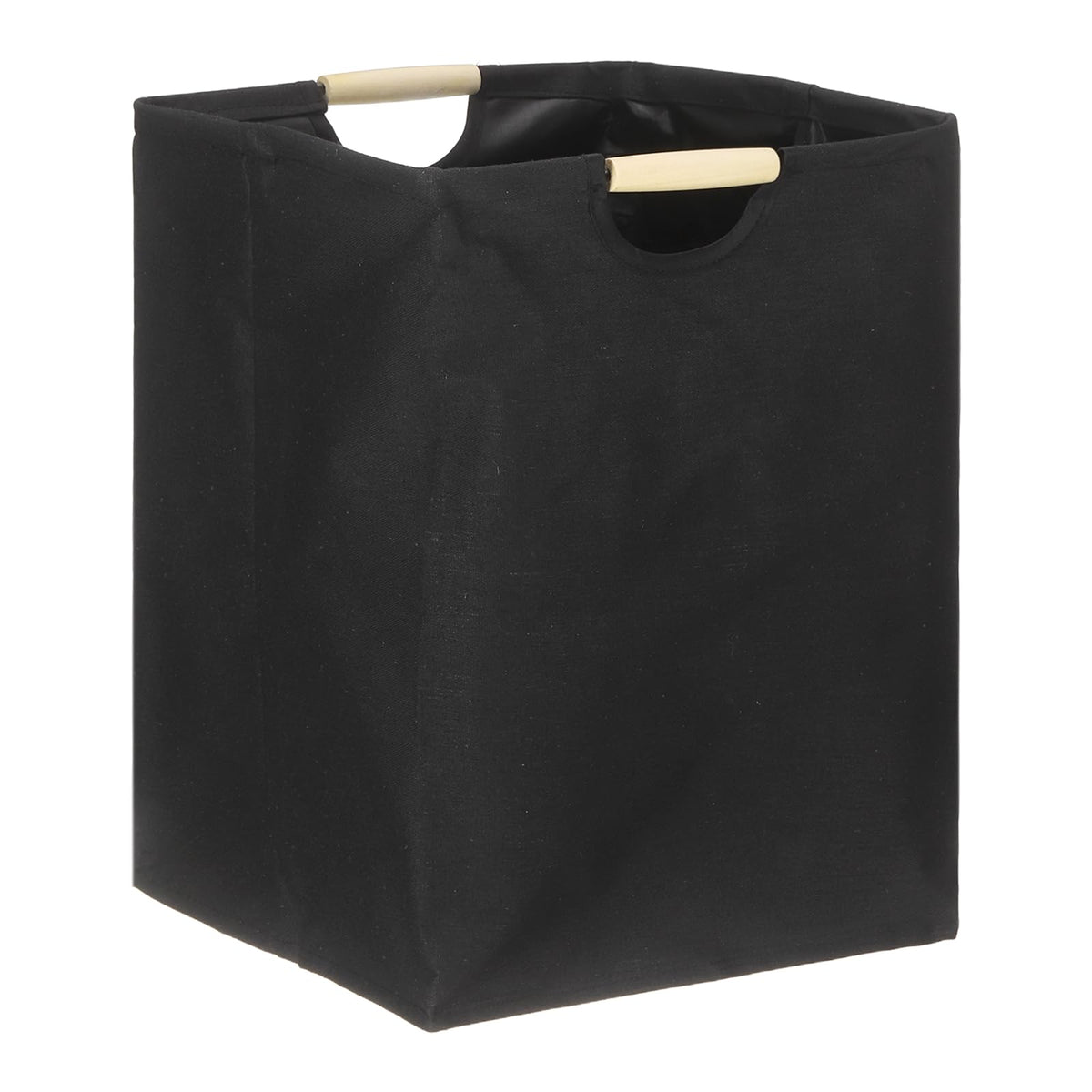 uxcell 11.8 x 11.8 x 15.7 Large Laundry Basket, Foldable Laundry Hamper with Wooden Handles Freestanding Storage Basket for Com