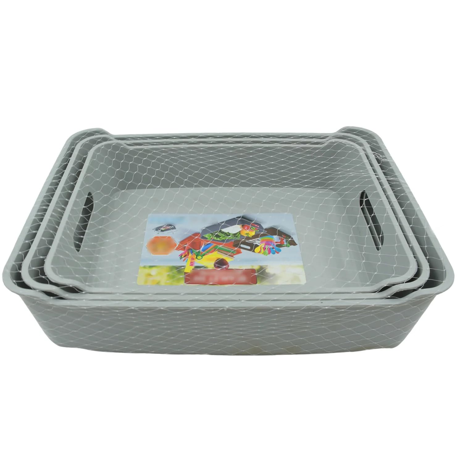 Thirdae Set Of 3 Multipurpose Storage Trays | Organizer Basket For Kitchen, Bathroom, Office, Pantry, Cabinet, Countertop Use