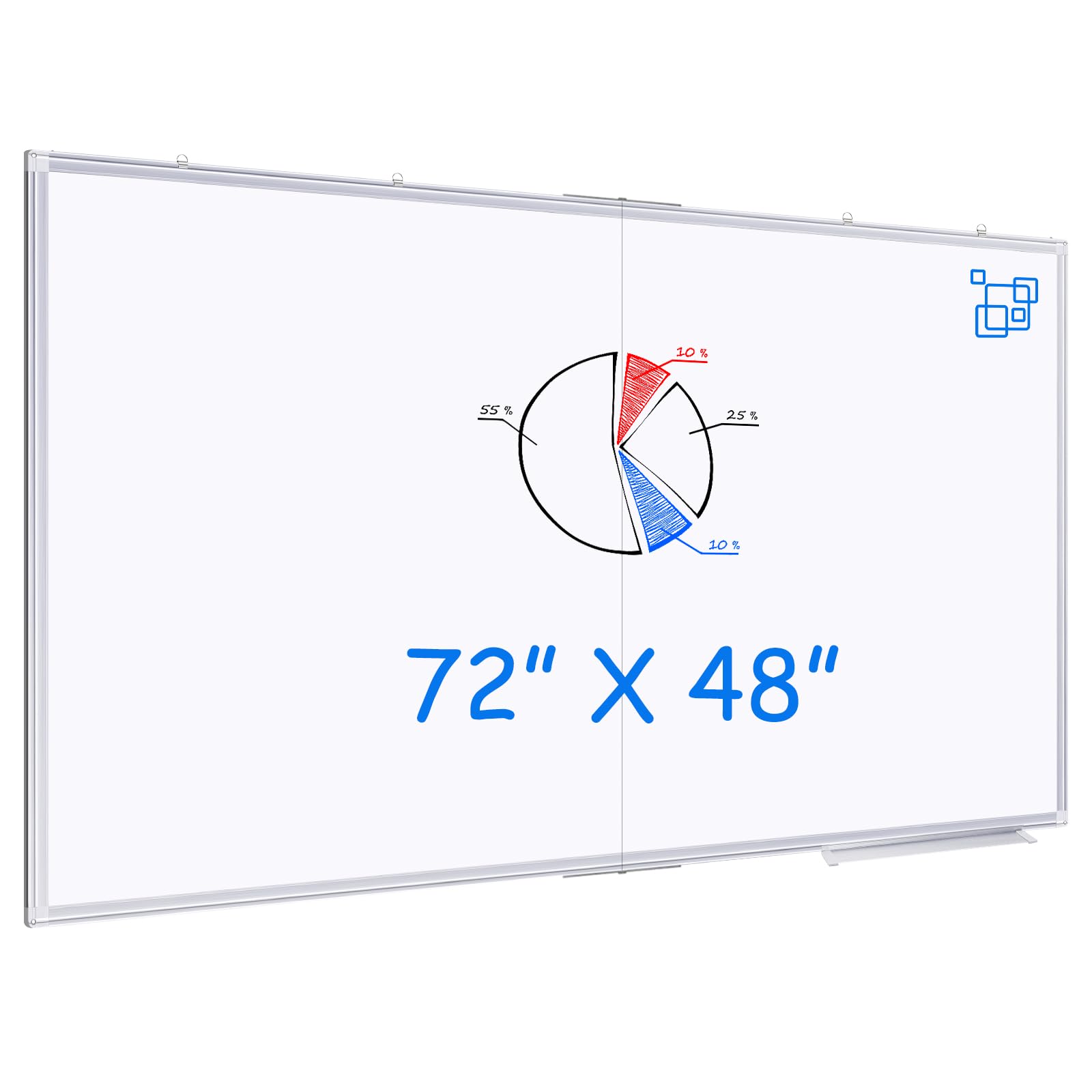 Large Whiteboard For Wall 72'X48', White Board Dry Erase 6' X 4' Magnetic Whiteboard Foldable Wall-Mounted Aluminum Frame Mark