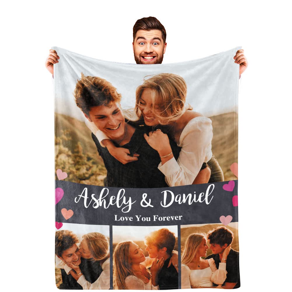 Dayofshe Ships Next Day, Personalized Blankets For Couples Photo Blankets For Girlfriend Boyfriend, Printed In Usa Custom Blanke