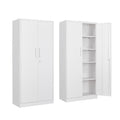SISESOL Metal Storage Storage Cabinet with 5 Adjustable Shelves,White Metal Cabinet with Locking Doors,Steel Pantry Cabinet with