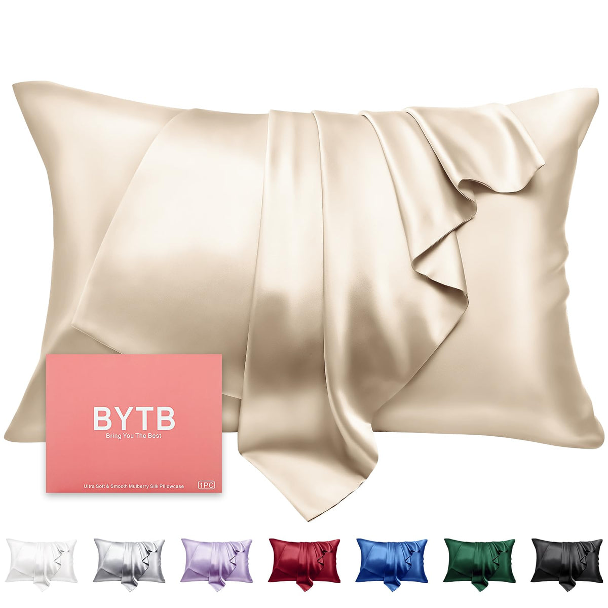 Bytb 100% Silk Pillow Cases King Size Mulberry Silk Pillowcase For Hair & Skin 20 X 36 Inches 22 Momme Both Sided Grade 6A Silk