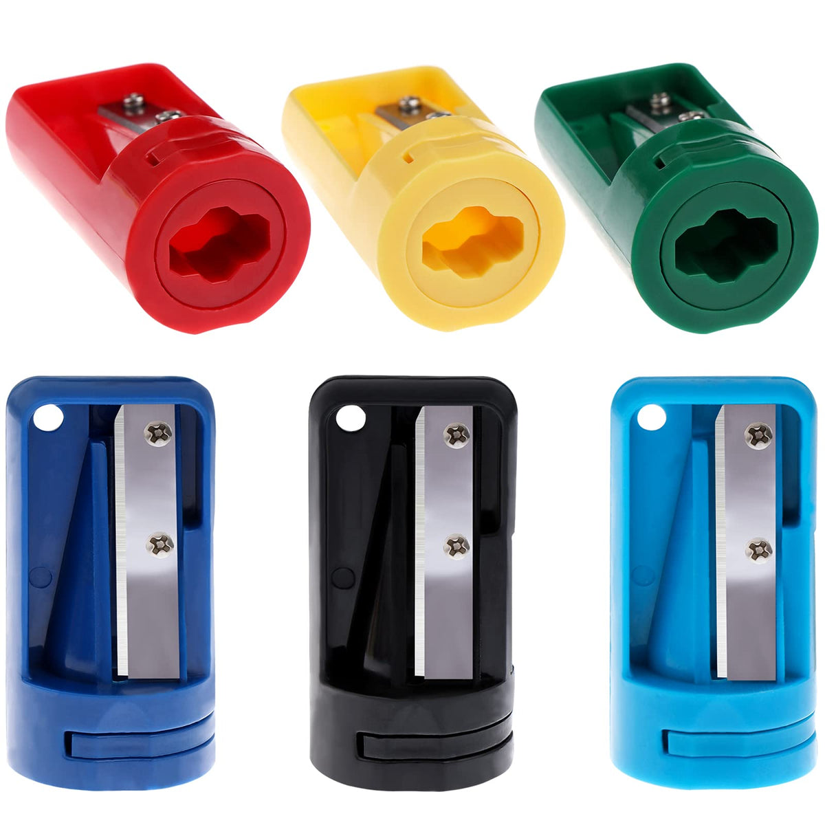 6 Pack Carpenter Pencil Sharpener Colourful Manual Portable Woodwork Pencil Cutterfor Woodworking Travel School Office