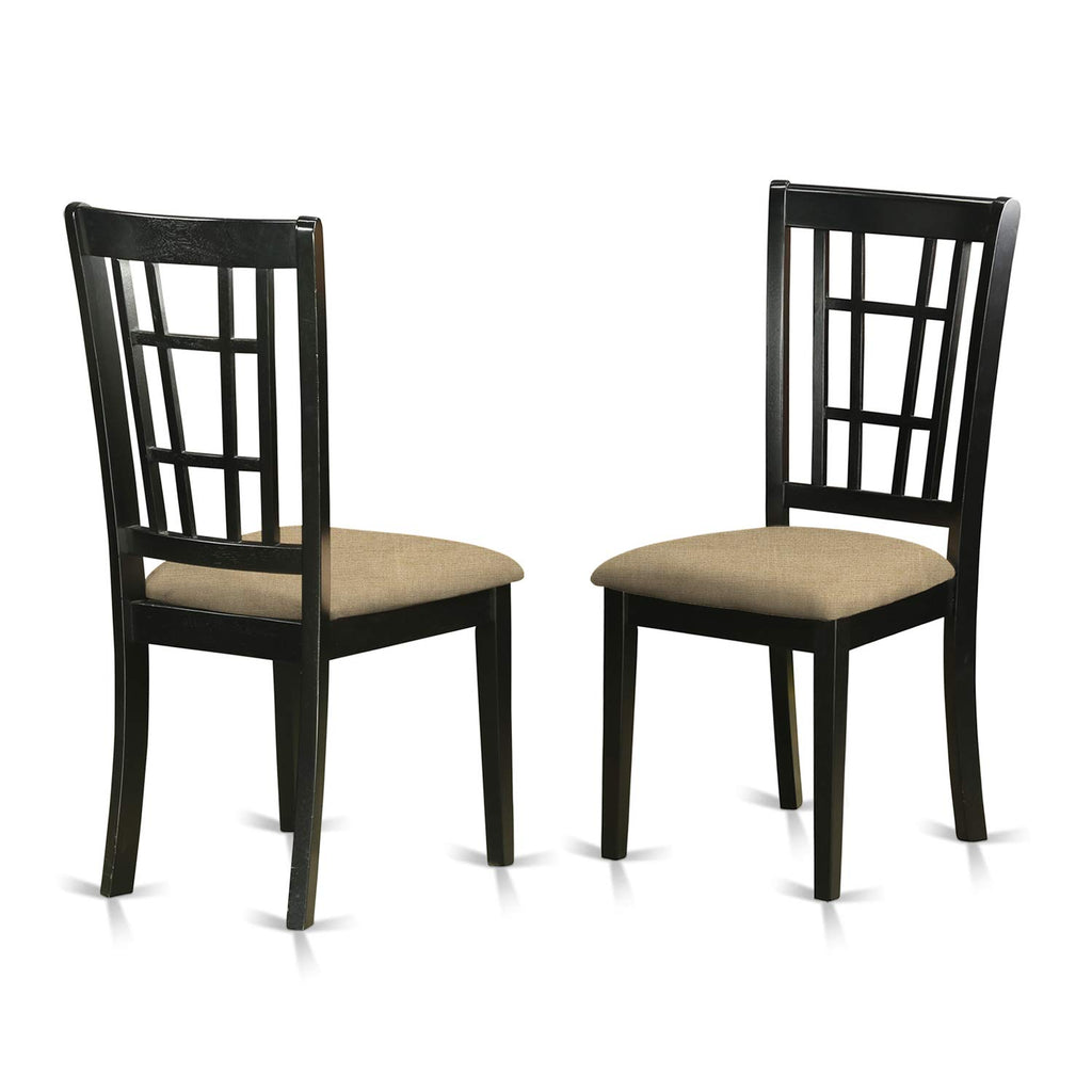 East West Furniture KENI7-BCH-C 7 Piece Modern Dining Table Set Consist of an Oval Wooden Table with Butterfly Leaf and 6 Linen Fabric Upholstered Dining Chairs, 42x60 Inch, Black & Cherry