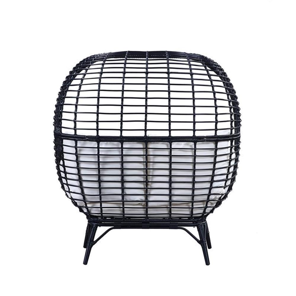 Acme Penelope Patio Lounge Chair in Cream Fabric and Black Finish