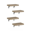 Furinno Tanna 15-Inch Wall Mounted Floating Display Shelves, Natural, Set of 4
