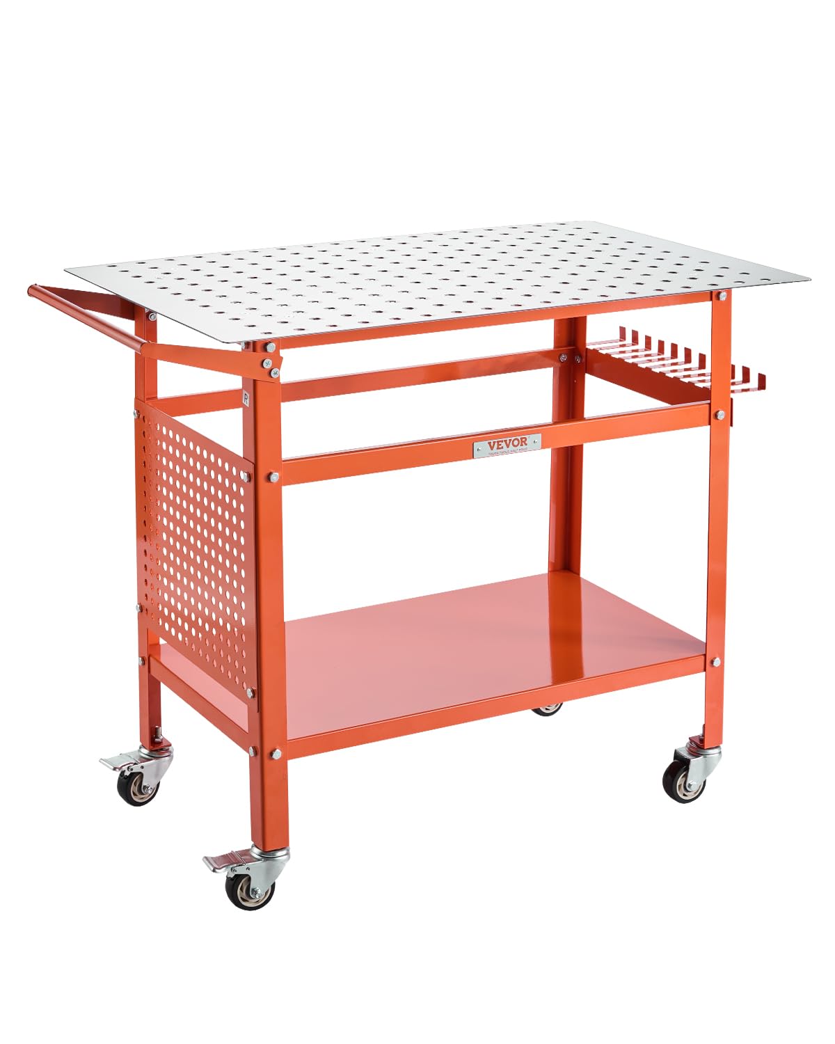 VEVOR Welding Table, 40 x 24 Welding Workbench Table with 800LBS Static Weight Capacity, Movable Steel Work Bench with 4 Wheels 