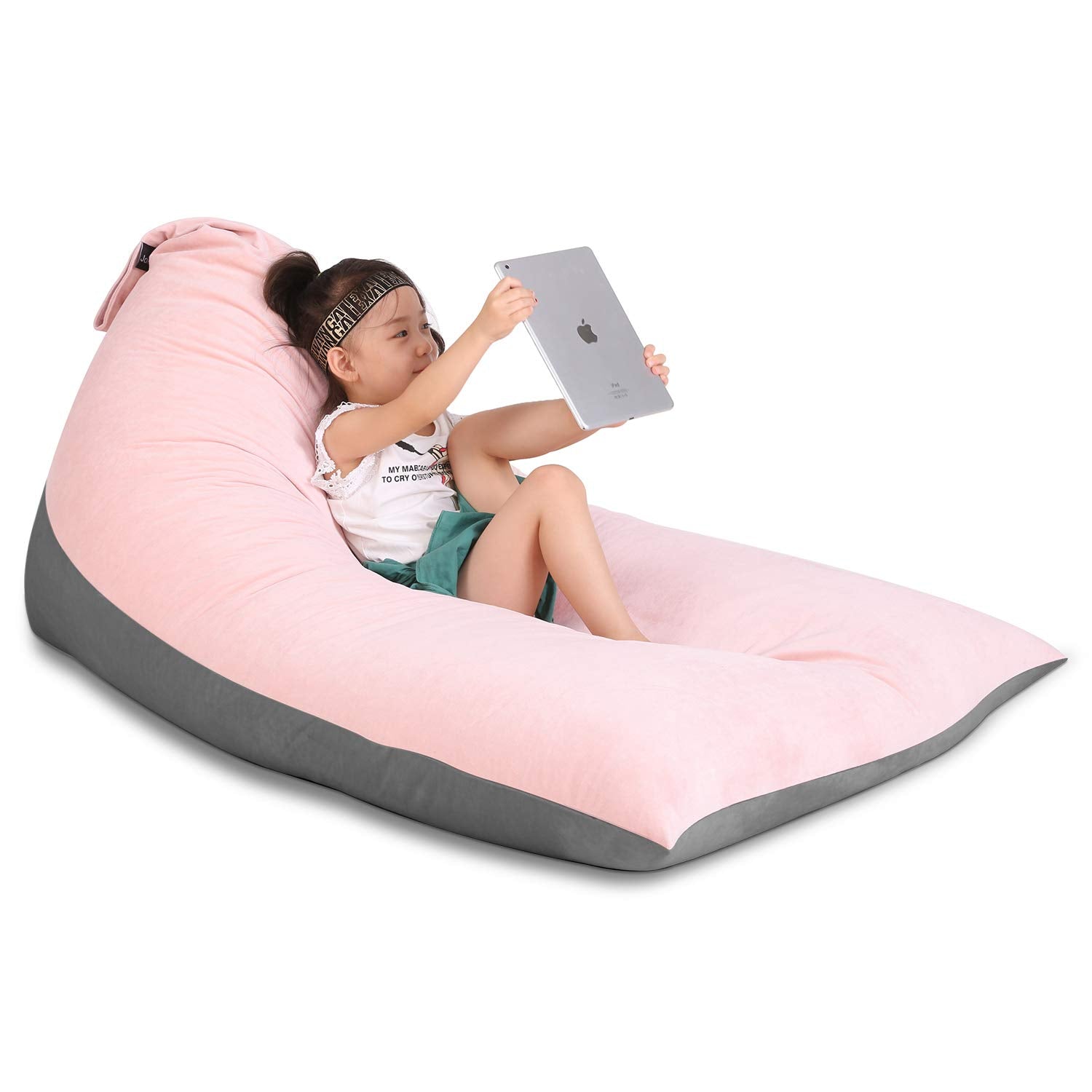 Stuffed Animal Storage Bean Bag Chair for Kids and Adults, Luxury Velvet Stuffed Animal Storage, Stuffie Seat - COVER ONLY(Pink 