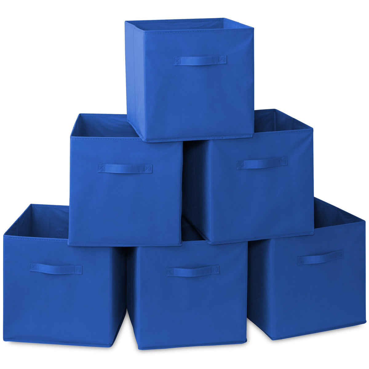 Casafield Set of 6 Collapsible Fabric Cube Storage Bins, Royal Blue - 13'' Foldable Cloth Baskets for Shelves, Cubby Organizers 