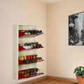 Delite Kom 24 Wide, 8 Shelf Metal Shoe Rack Wall Mounted For Home With Central Lock Holds Upto 24 Shoes Or 40 Slippers Pair Dou