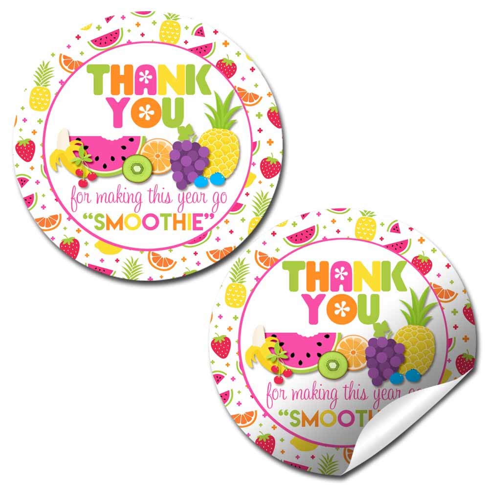 Tutti Fruitti Smoothie Fruit Themed Teacher Appreciation Thank You Sticker Labels, 40 2 ' Party Circle Stickers By Amandacreati