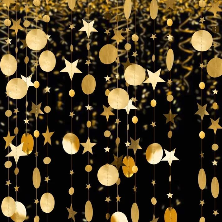 Decor365 Gold Twinkle Little Star Party Garlands Glitter Hanging Moon Stars Decorations Kids Birthday Bday Streamer Baby Shower