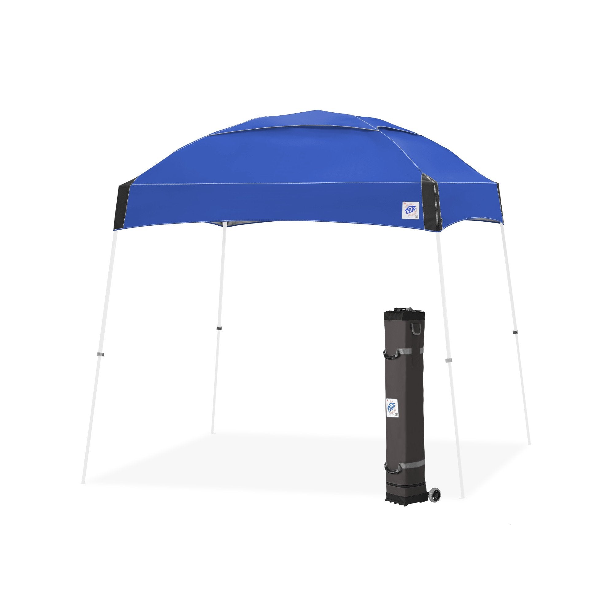 E-Z Up Dome Instant Shelter Canopy, 10' X 10', Vented Top With Wide-Trax Roller Bag & 4 Piece Spike Set, Royal Blue