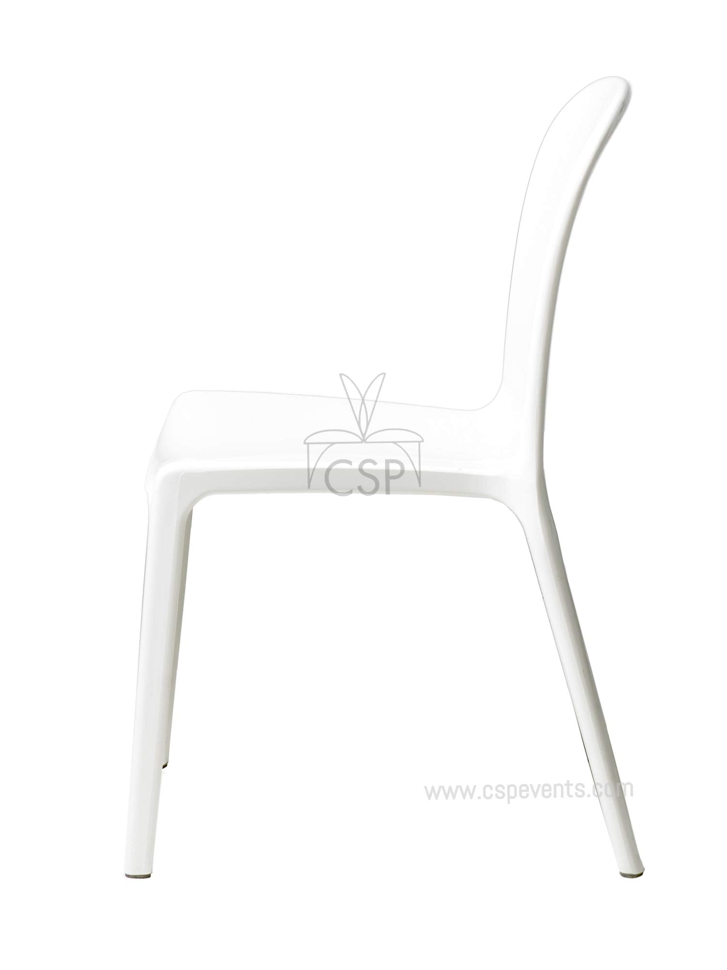 Genoa Polycarbonate Stackable White Chair - Thumbnail 2