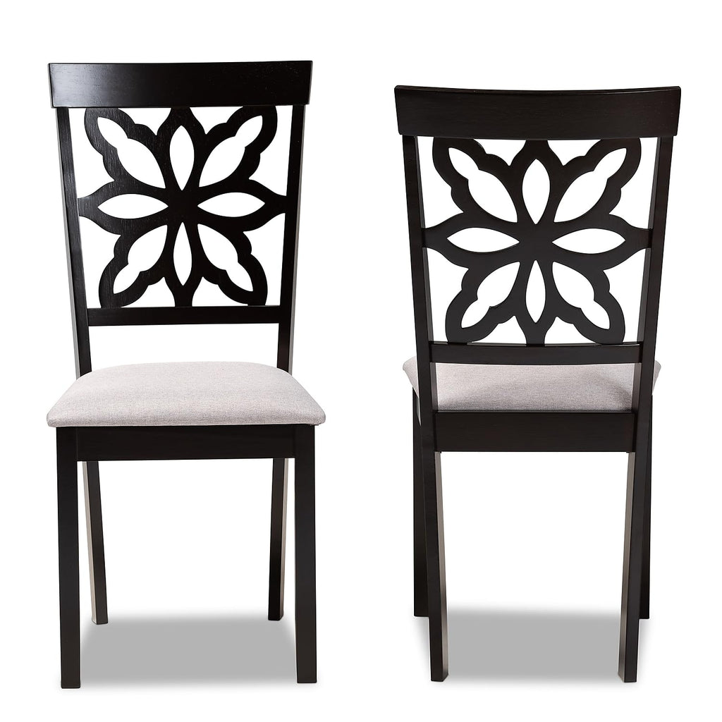 Baxton Studio Samwell Modern Fabric Dining Chair, Grey and Dark Brown, 2/Set (171-2PC-10954HT)