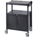 Safco Products 8943BL Steel Adjustable AV Cart with Locking Cabinet, Black