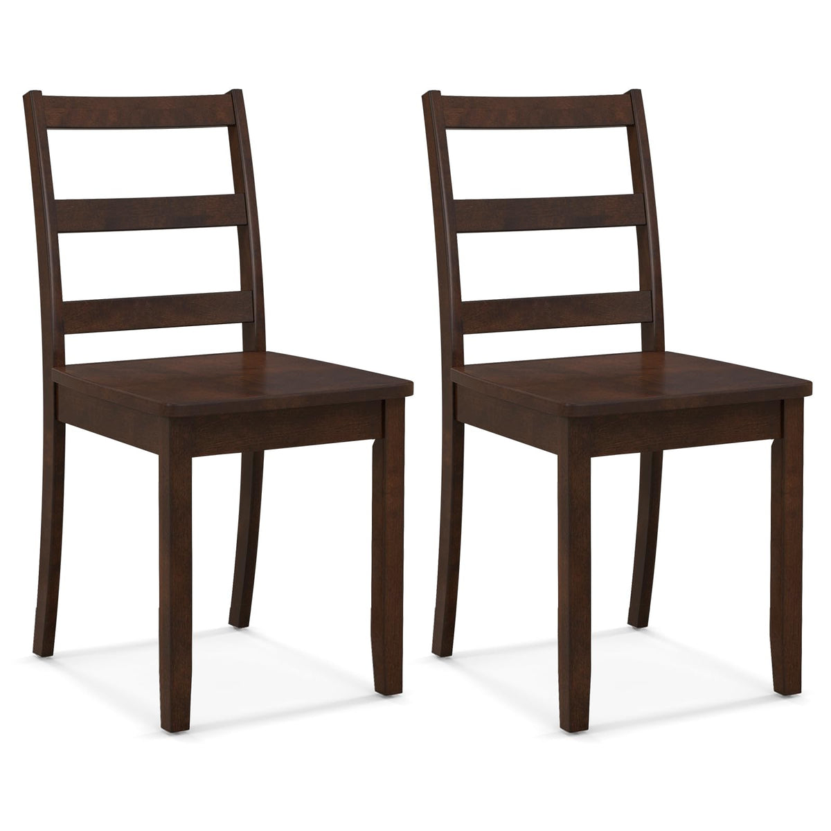 Giantex Wood Dining Chairs Set Of 2 Walnut - Wooden Armless Kitchen Chairs With Solid Rubber Wood Legs, Non-Slip Foot Pads, Max Load 400 Lbs, Farmhouse Style High Ladder Back Dining Room Chairs