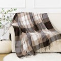 BATTILO HOME Brown Plaid Throw Blanket for Couch - Fall Plaid Blanket Buffalo Plaid Blankets - Lightweight Farmhouse Outdoor Thr