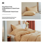 Simple&Opulence 100% Linen Duvet Cover Set, 3 Pcs Pure Natural French Flax Sand Duvet Cover Queen Size, Breathable Soft Comfy Li