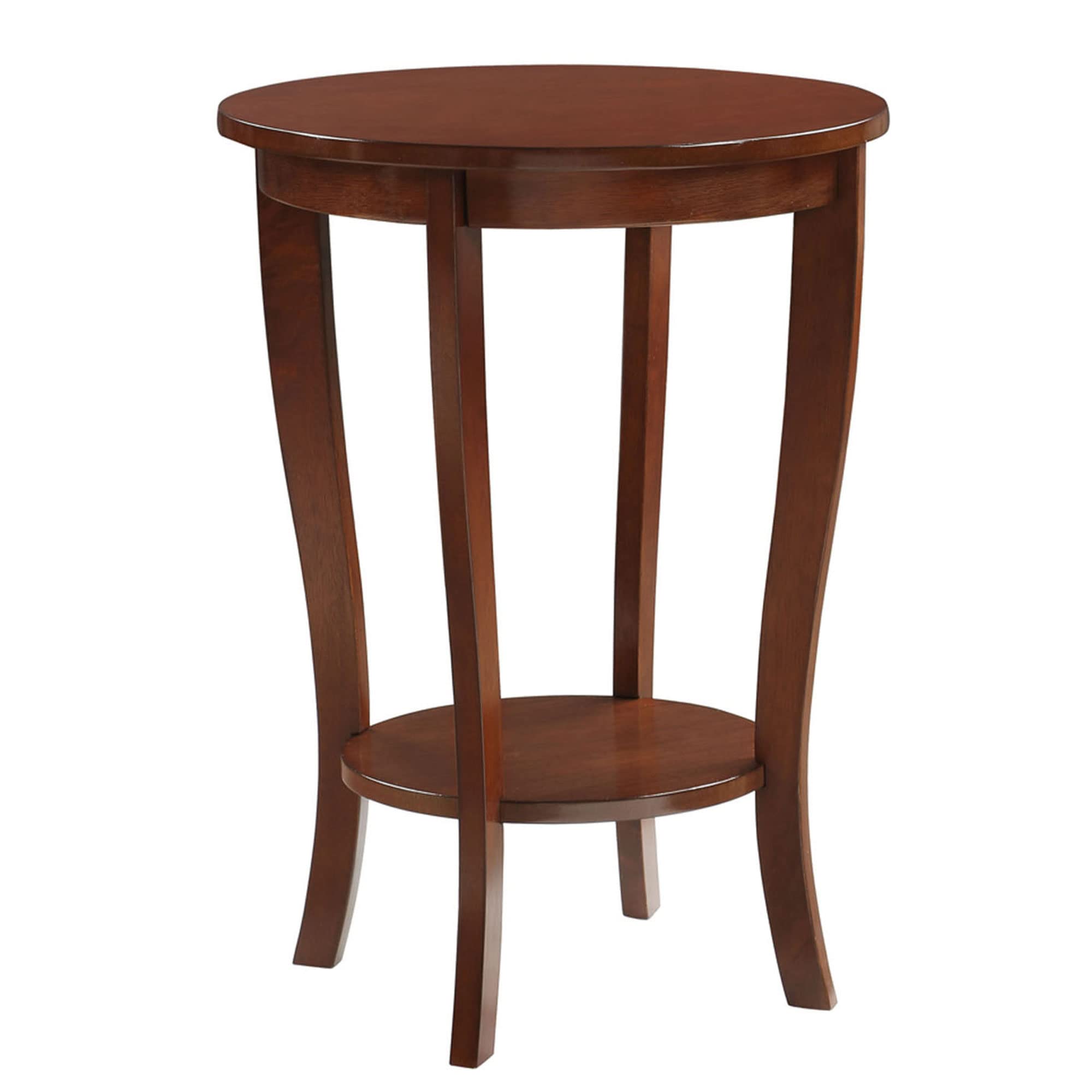 Convenience Concepts American Heritage Round End Table with Shelf, Espresso