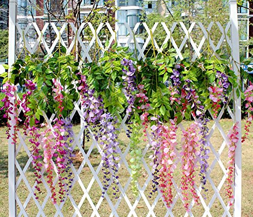 Dearhouse 12 Pack 1 Piece 3.6 Feet Artificial Fake Wisteria Vine Ratta Hanging Garland Silk Flowers String Home Party Wedding De