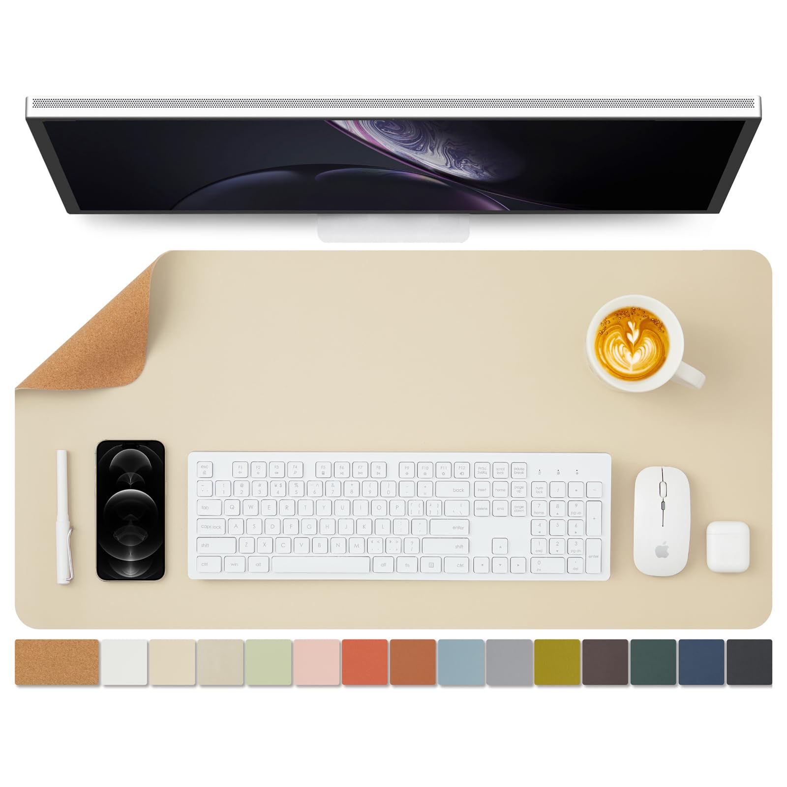 Cork Desk Mat - Dual-Sided Desk Pad For Office And Home - Desk Organization And Accessories - Ideal For Large Mouse Pad And Desk