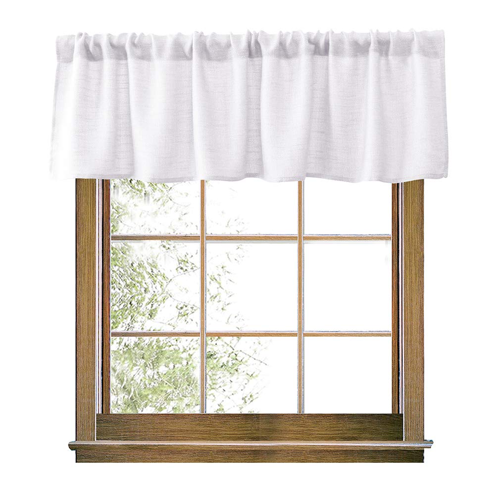 Valea Home Burlap Natural Valance Rod Pocket Window Curtain Valance Rustic Home D  cor 56 by 14 Inches, White