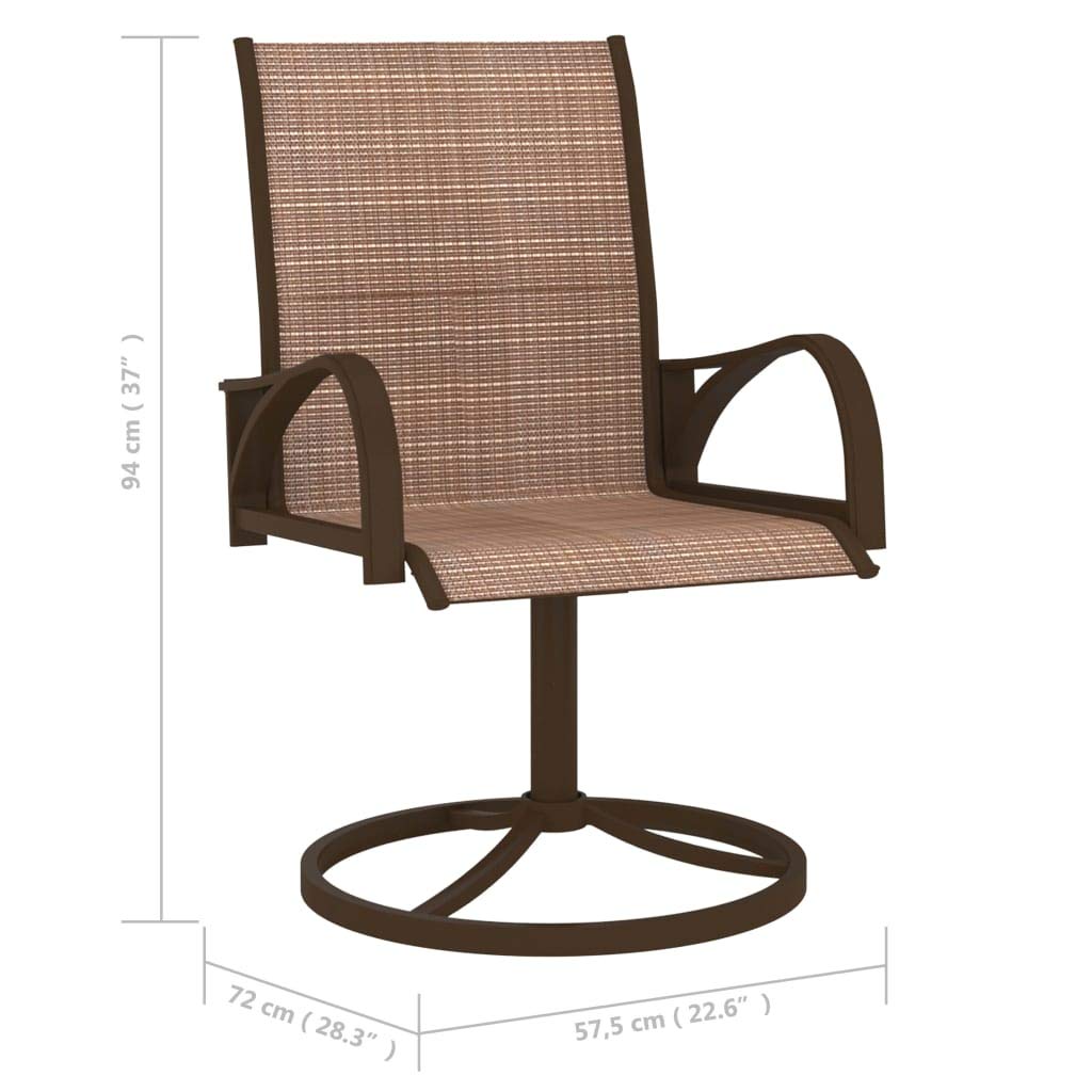 vidaXL Modern Patio Swivel Chairs - Set of 2 - Textilene and Powder-Coated Steel - Weather Resistant - Quick Drying - Brown - Assembly Required