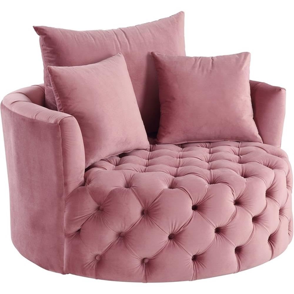 Acme Zunyas Accent Chair with Swivel in Pink Velvet