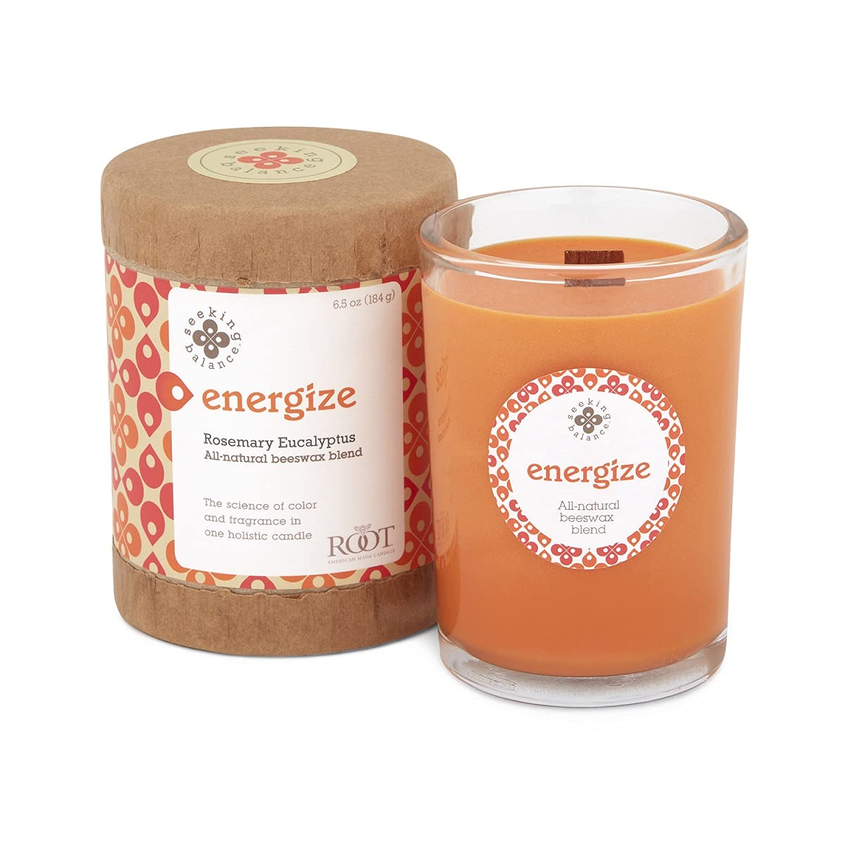 Root Candles Scented Spa Candles Seeking Balance Handcrafted Wood Wick Aromatherapy Candle, 6.5-Ounce, Energize: Rosemary Eucaly