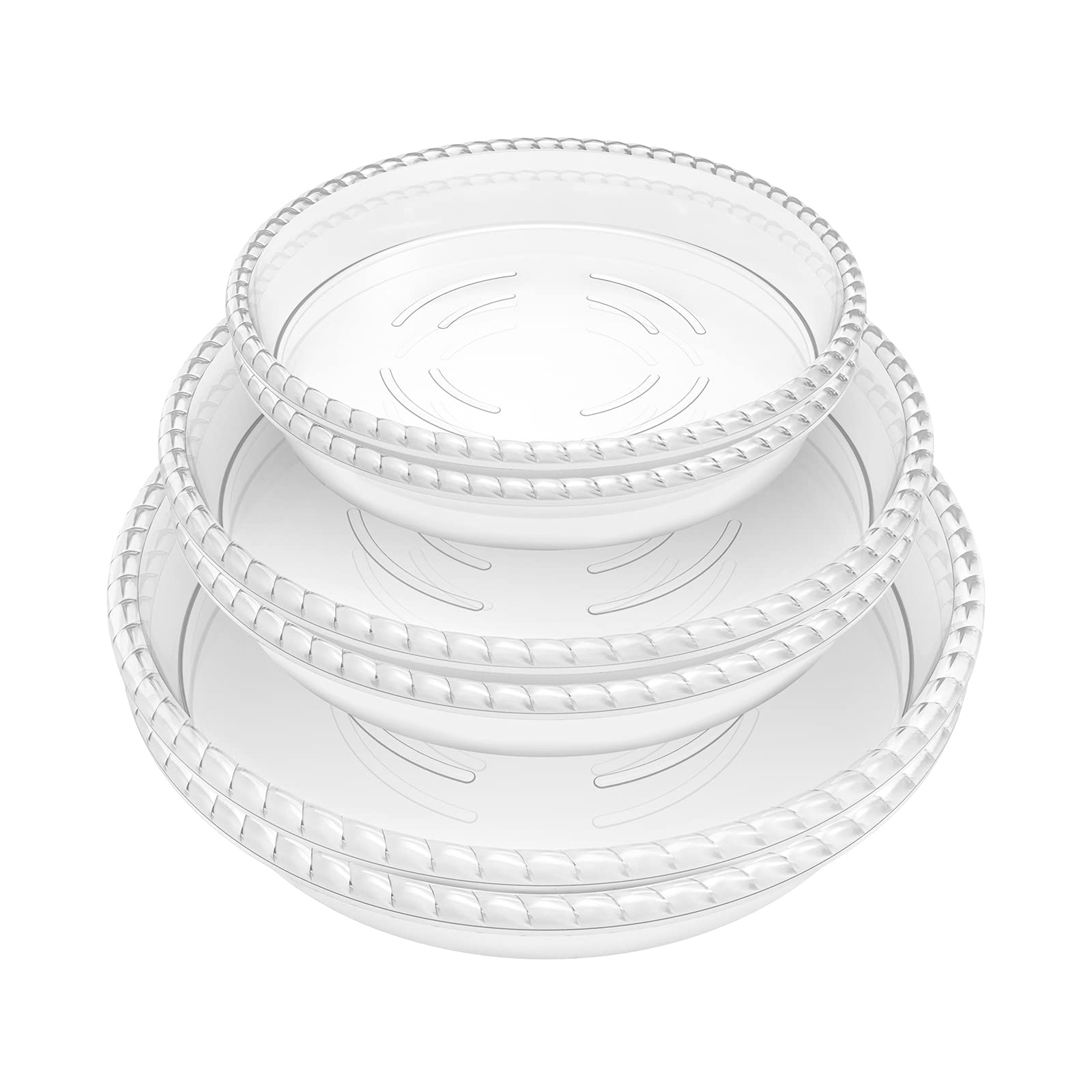 Futed 6 Pack 6 8 10 Inch Clear Plant Saucer, Durable Plastic Plant Trays For Indoor, Round Flower Plant Pot Saucer, Sturdy Plant