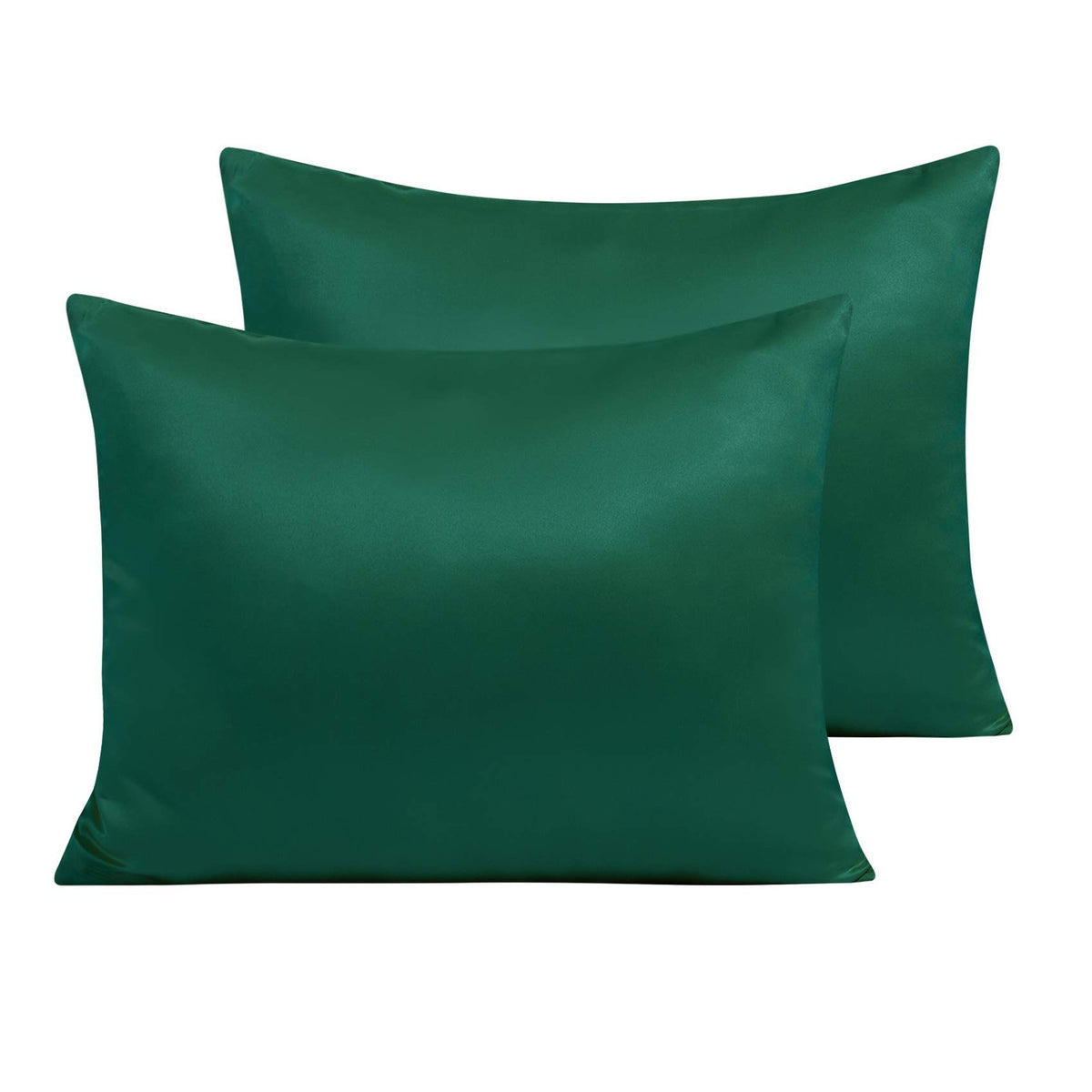 Ntbay Zippered Satin Pillow Cases For Hair And Skin, Luxury Standard Hidden Zipper Pillowcases Set Of 2, 20X26 Inches, Dark Gree