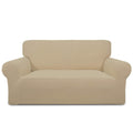 Purefit Stretch Loveseat Sofa Slipcover – Spandex Jacquard Non Slip Soft Couch Sofa Cover, Washable Furniture Protector With Non Skid Foam And Elastic Bottom For Kids (Loveseat, Sand)