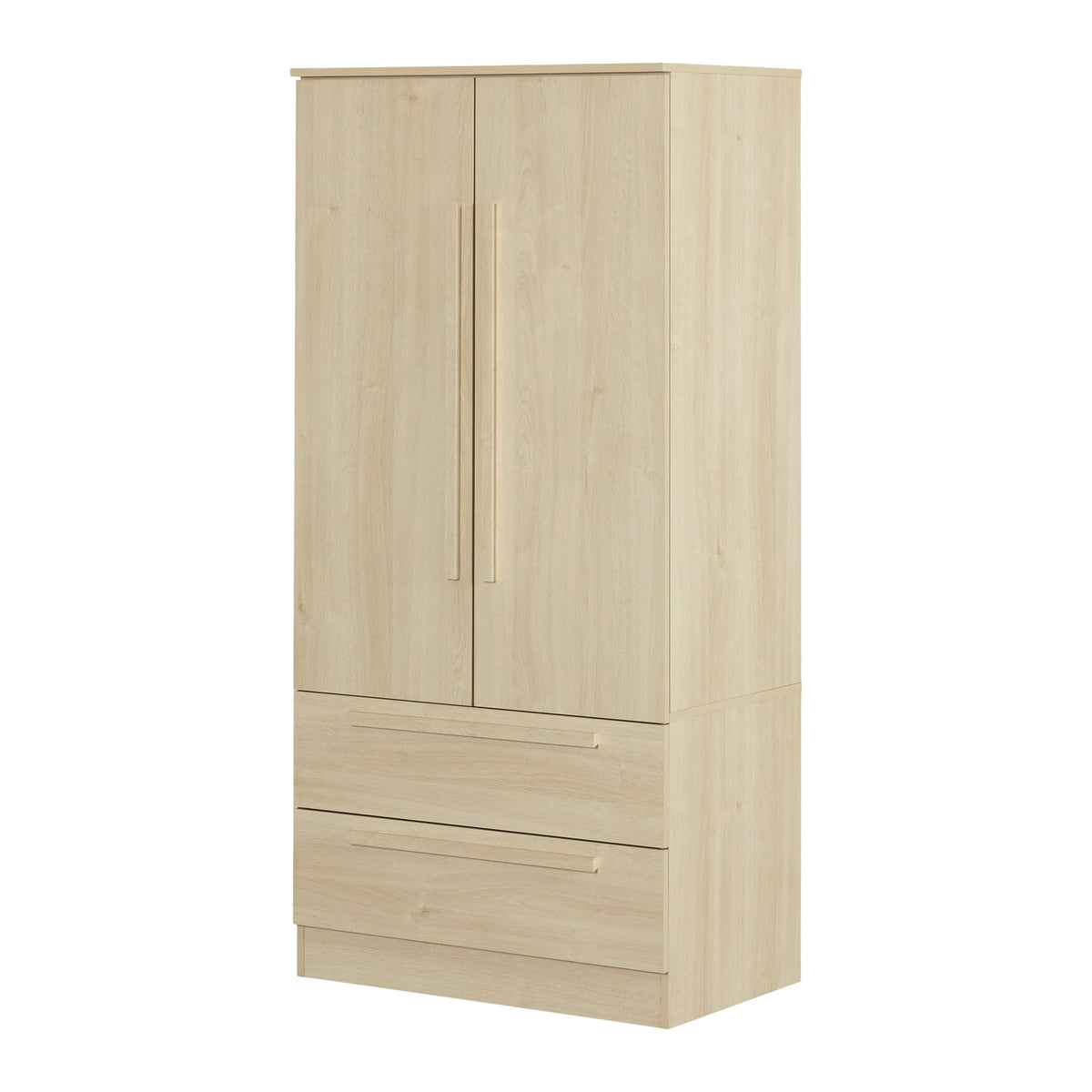 South Shore Furniture Haven 2-Door Armoire with Drawers, Bleached Oak