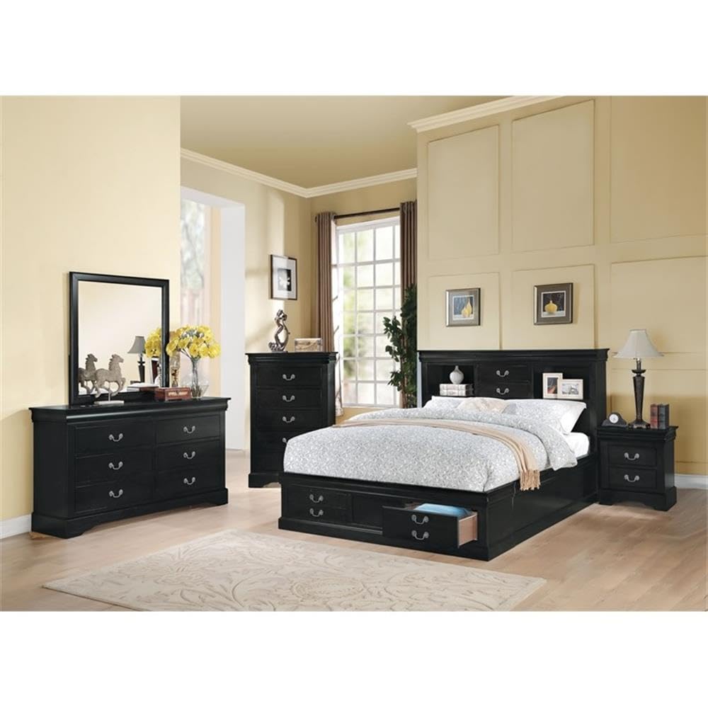 Acme Louis Philippe III Queen Bed in Black