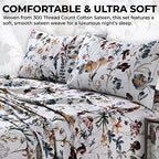 Tribeca Living Twin Xl Bed Sheet Set, 300 Thread Count Soft Cotton Sateen, Floral Print With Extra Deep Pockets, 3-Piece Bedding