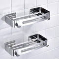 Hawsam 2Packs No Drilling Shower Shelf  304 Stainless Steel Glue Bathroom Shelf Caddy Adhesive Storage Basket for Shampoo (Squa