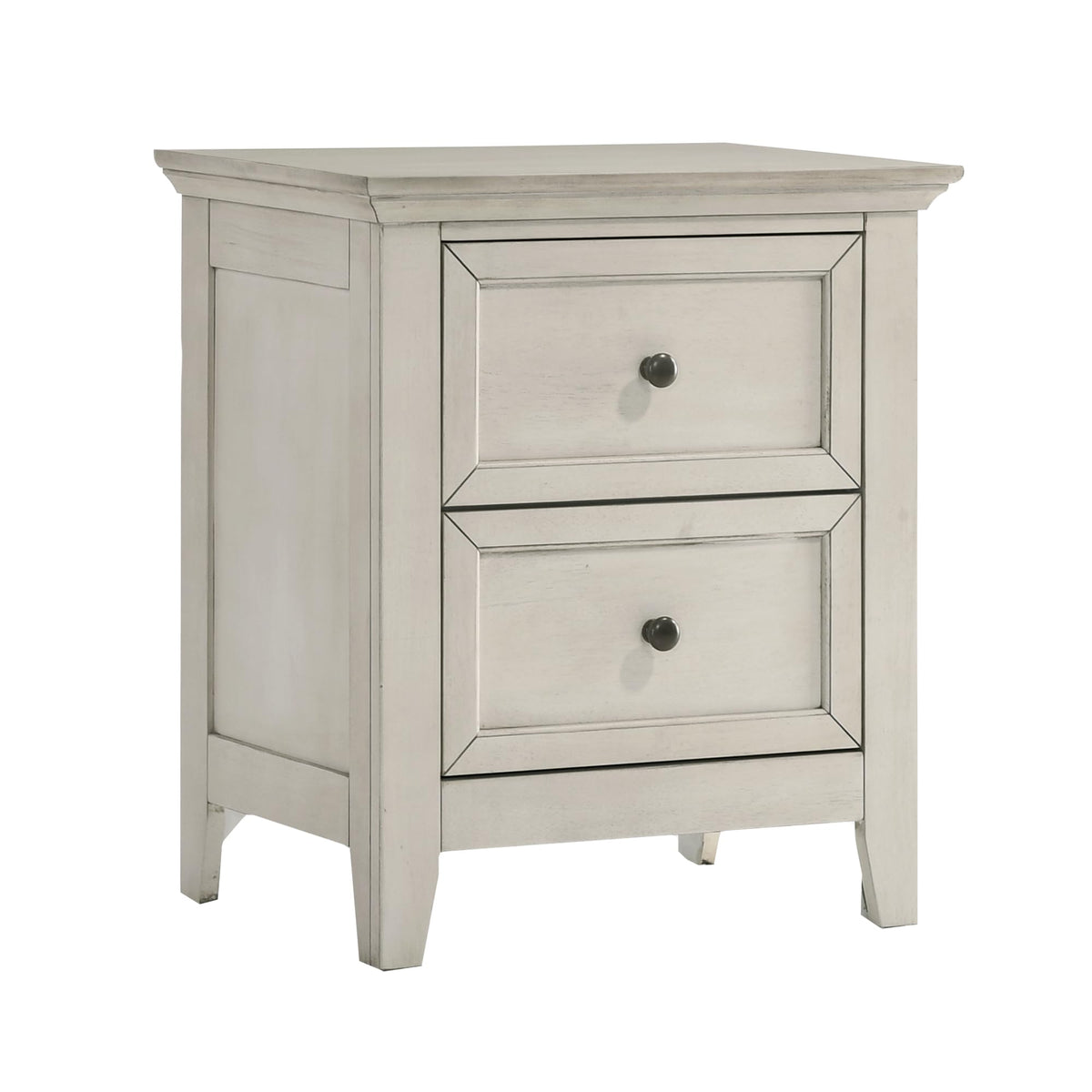 Carefree Home Furnishings San Mateo Youth Nightstand, 2 Drawer Bedside Table, Rustic White