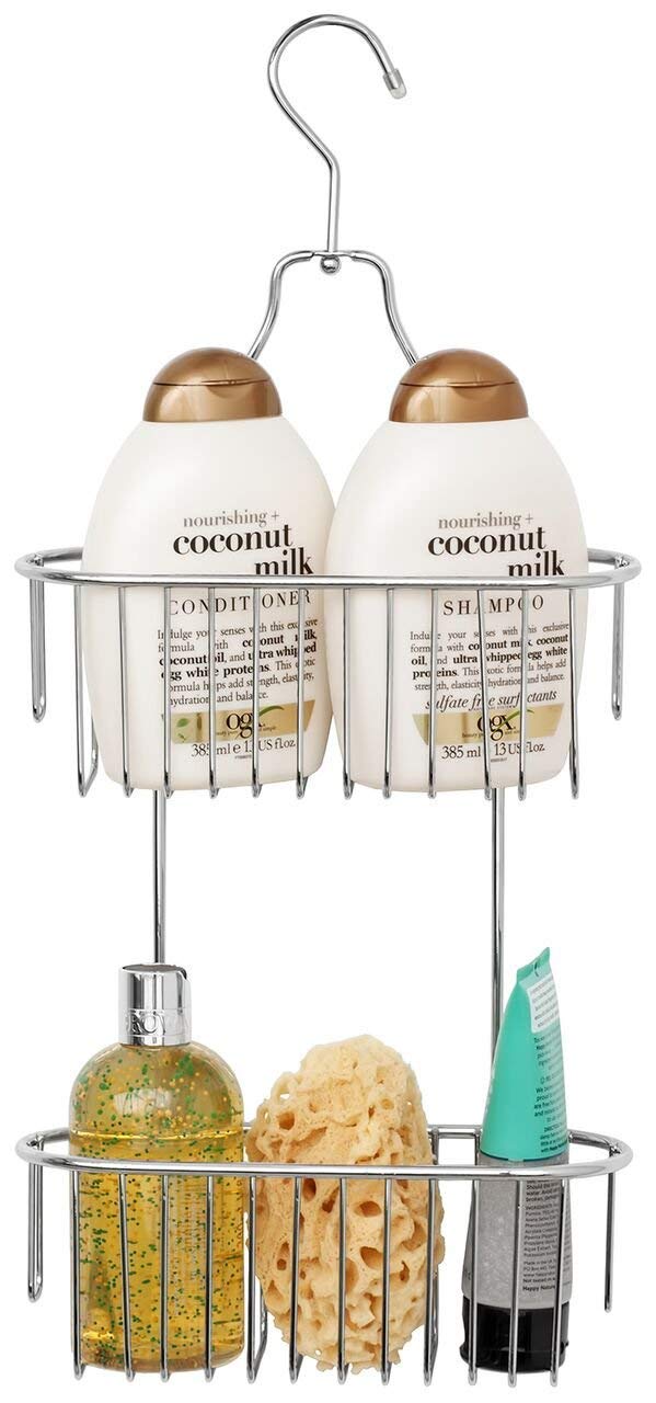 The BESTSELLERS 31002 Compact 2 Tier Hanging Shower Caddy Basket  Bathroom Organiser Shelf  Rust Resistant  No Drill  Chrome