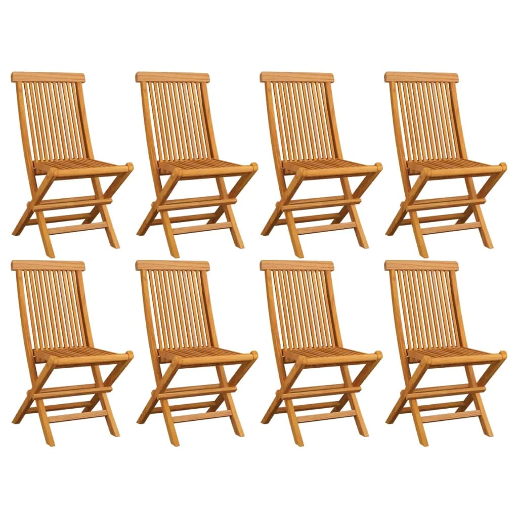 vidaXL Patio Folding Chairs 8 Pcs, Camping Garden Chair with Backrest, Outdoor Lawn Chair for Camping Deck Garden Pool, Retro Style, Solid Wood Teak