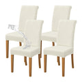 FORCHEER Waterproof Chair Covers for Dining Room Set of 4 Cream Jacquard Kitchen Chair Slipcovers for Parson Chairs Elastic Wash