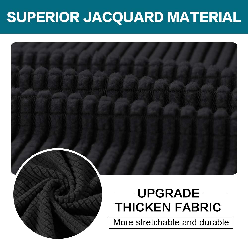 4 Piece Sofa Covers For 3 Cushion Couch Sofa Slipcover Soft Couch Cover For Dogs-Washable Sofa Furniture Covers With 3 Individual Cushion Covers, Feature Thick Jacquard Fabric (3 Cushion Sofa, Black)
