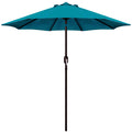 Blissun 9' Outdoor Patio Umbrella, Market Striped Umbrella With Push Button Tilt And Crank (Cerulean)