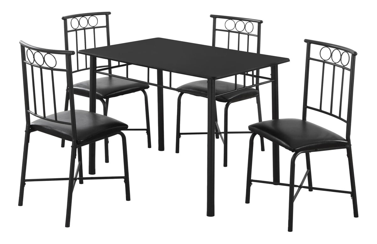 Monarch Specialties 1018 Dining Table, 5pcs Set, Small, 40' Rectangular, Kitchen, Metal, Laminate, Black, Contemporary, Modern Set-5Pcs Top, 40' x 28' x 30'