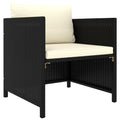 vidaXL Outdoor Patio Sofa with Cushions - Stylish & Functional Black Poly Rattan Garden Seat with Removable Cream White Cushions, Weather-Resistant & Lightweight