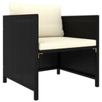 vidaXL Outdoor Patio Sofa with Cushions - Stylish & Functional Black Poly Rattan Garden Seat with Removable Cream White Cushions, Weather-Resistant & Lightweight