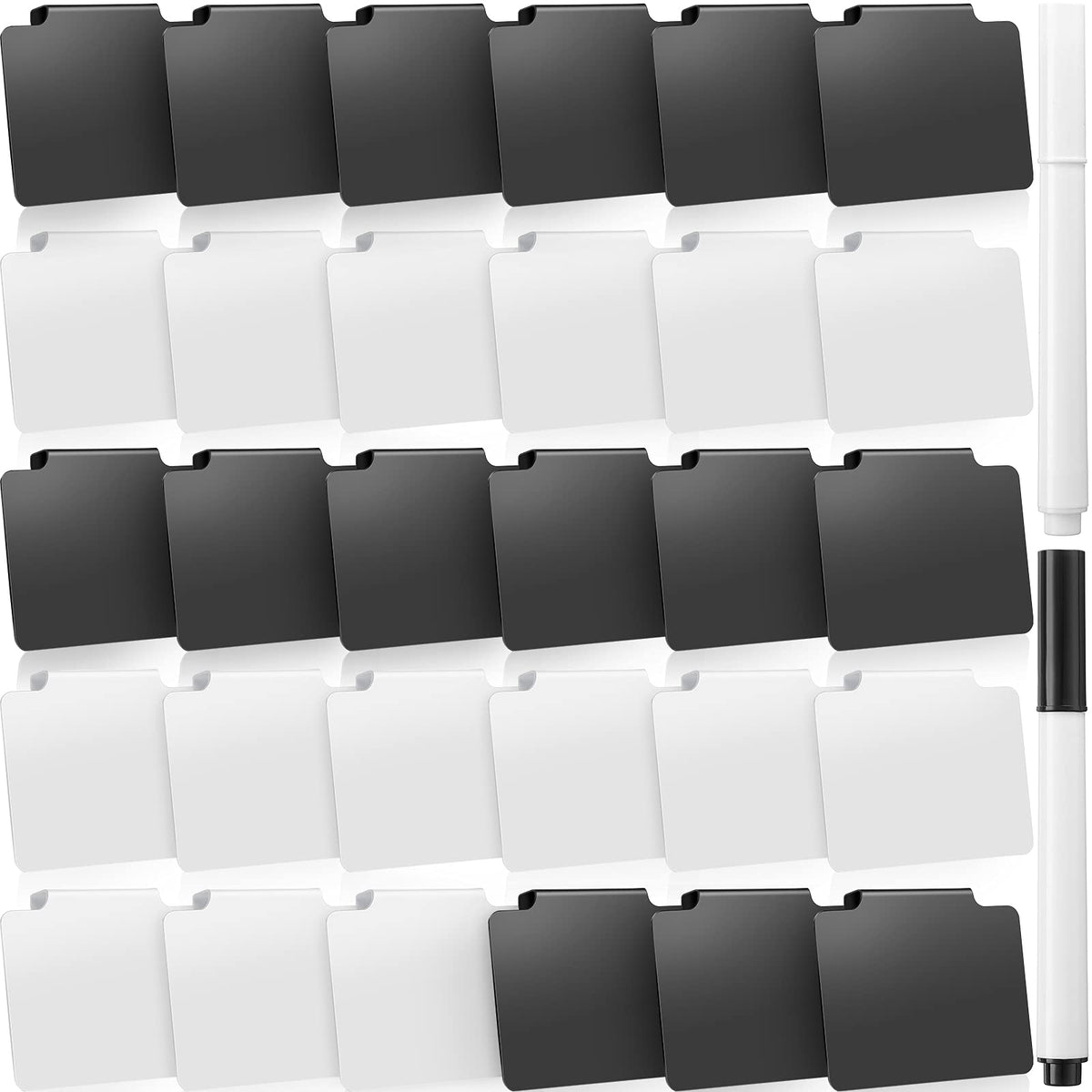 32 Pieces Basket Labels Clip Set, Include 30 Kitchen Clip Label Holder Removable Pvc Bin With 2 Chalk Marker For Basket Pantry O
