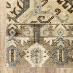 HomeRoots Polypropylene 5’ x 8’ Tan and Gold Central Medallion Indoor Area Rug